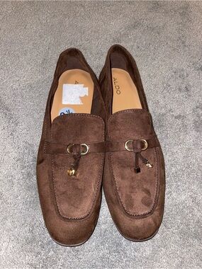 NWOT Aldo Brown Suede Tassel Slip On Loafers Size 9.5